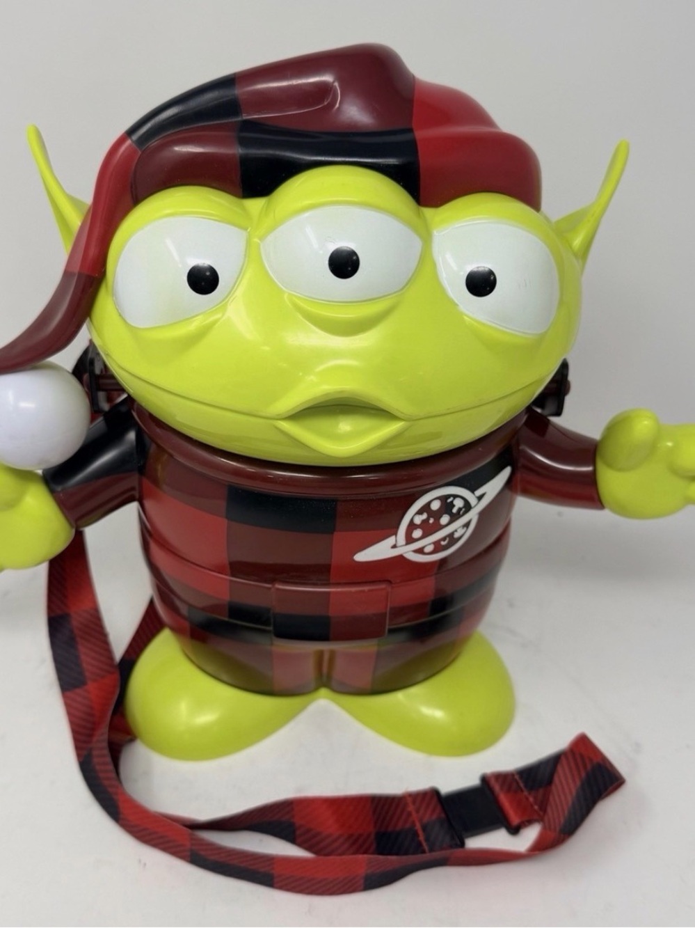 Toy Story Alien Plush-Inspired Red Plaid Kids Toy Popcorn Bucket